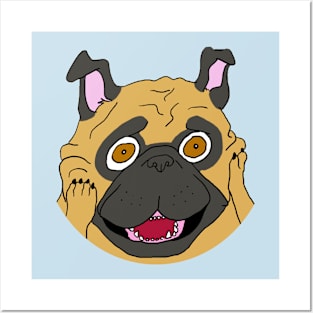 Cartoon Surprised Pug Posters and Art
